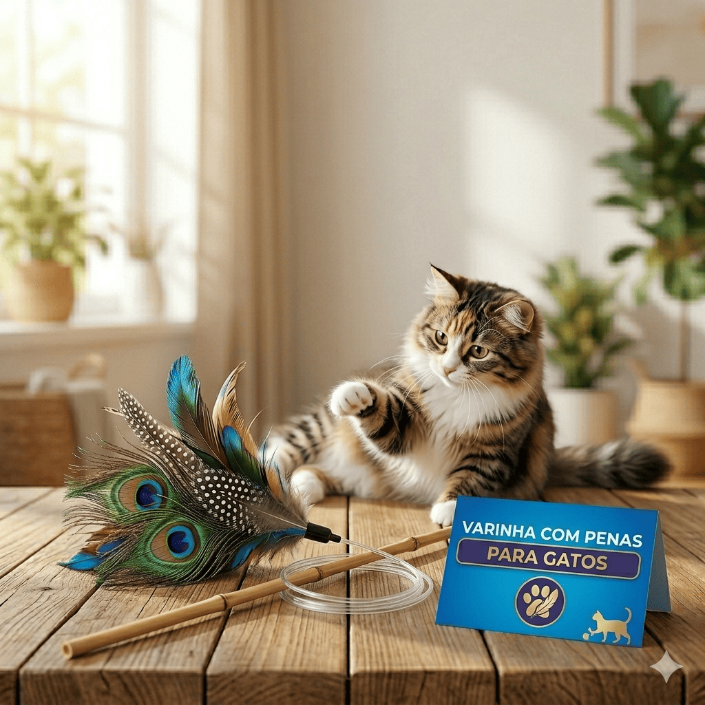 Varinha com Penas para Gatos